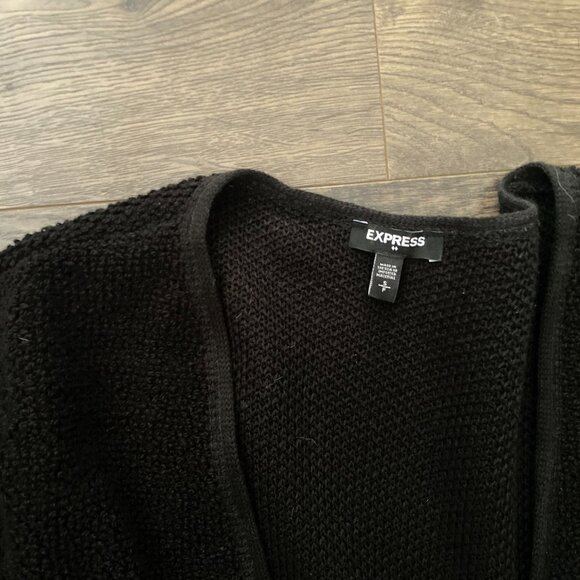 Express Black Button Up Cardigan Textured Cozy Layering - Picture 3 of 5